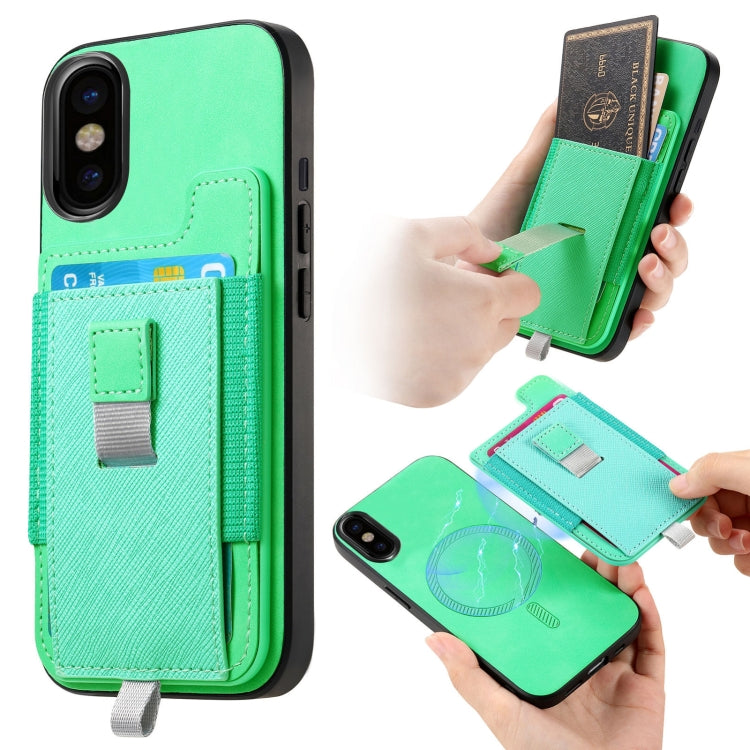 Retro Magsafe Cross Leather Pull-Out Card Bag Back Phone Case, For iPhone 11 Pro, For iPhone X / XS, For iPhone XR, For iPhone XS Max