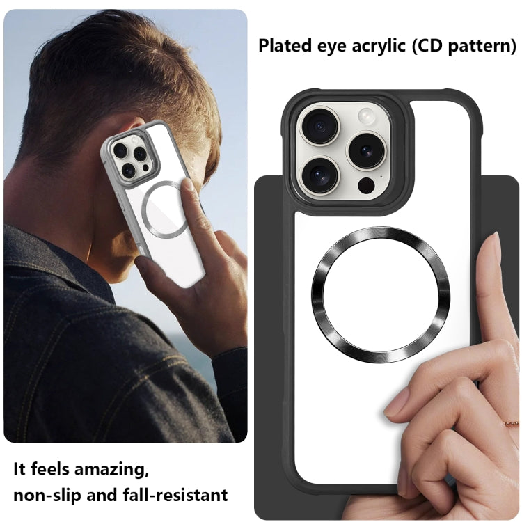 Plated CD Texture MagSafe Acrylic Hybrid TPU Phone Case, For iPhone 16 Pro Max, For iPhone 16 Pro, For iPhone 16 Plus, For iPhone 16, For iPhone 15 Pro Max