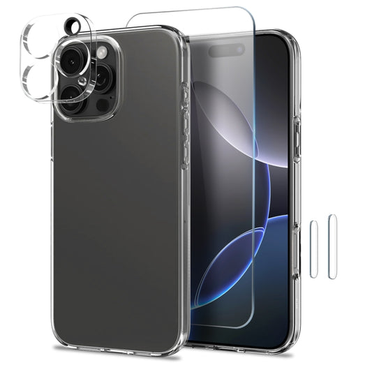 NORTHJO 4 in 1 TPU Phone Case with Screen Film and Lens Film and Camera Control Button Cover, For iPhone 16 Pro Max, For iPhone 16 Pro, For iPhone 16 Plus, For iPhone 16