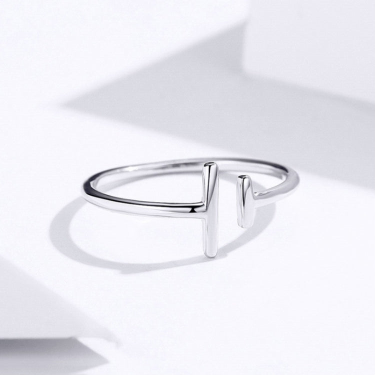 S925 Sterling Silver Ring Parallel Line Open Ring Fashion Platinum Plated Ring